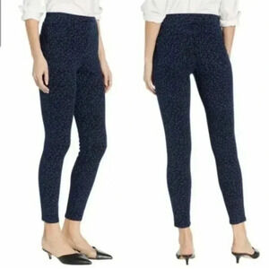 Spanx Denim Jean-ish Ankle Leggings Blue Leopard Print Size Small 4/6